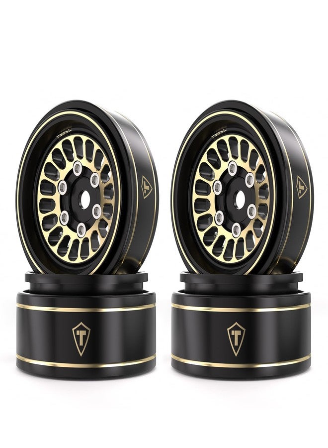 TREAL 1.0 Brass Beadlock Wheels Crawler Wheel Rims (4P) Hubs Removable for SCX24 AX24 FCX24 TRX4M 1/24 1/18 RC Crawler, 40g(0.08lb)/pc (Type D) - Image 1